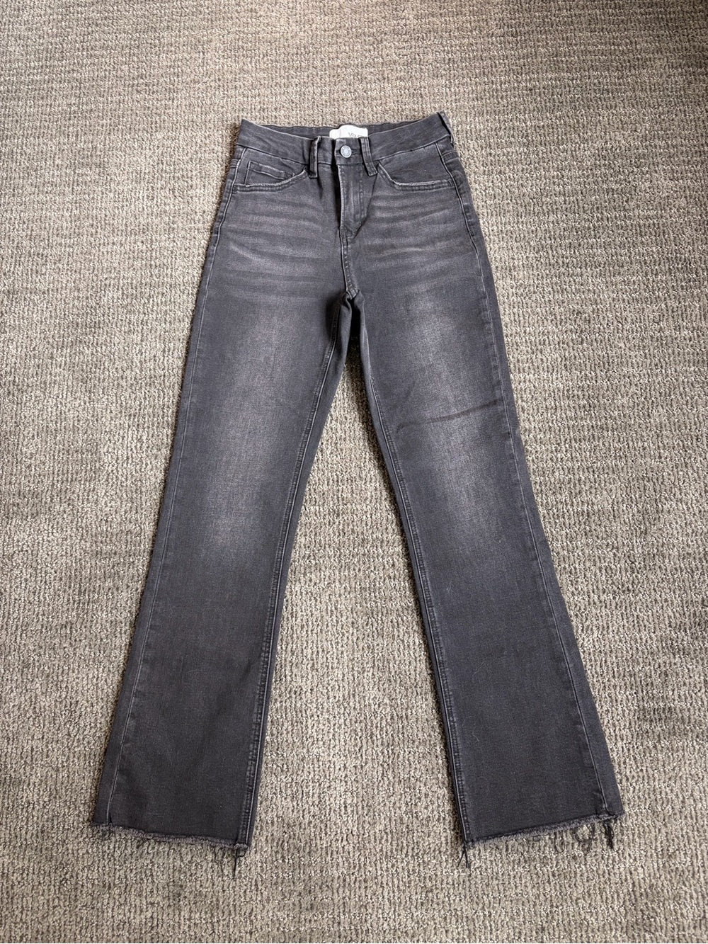 Vervet Black Wash Raw Hem Straight Leg Jeans - Size 25